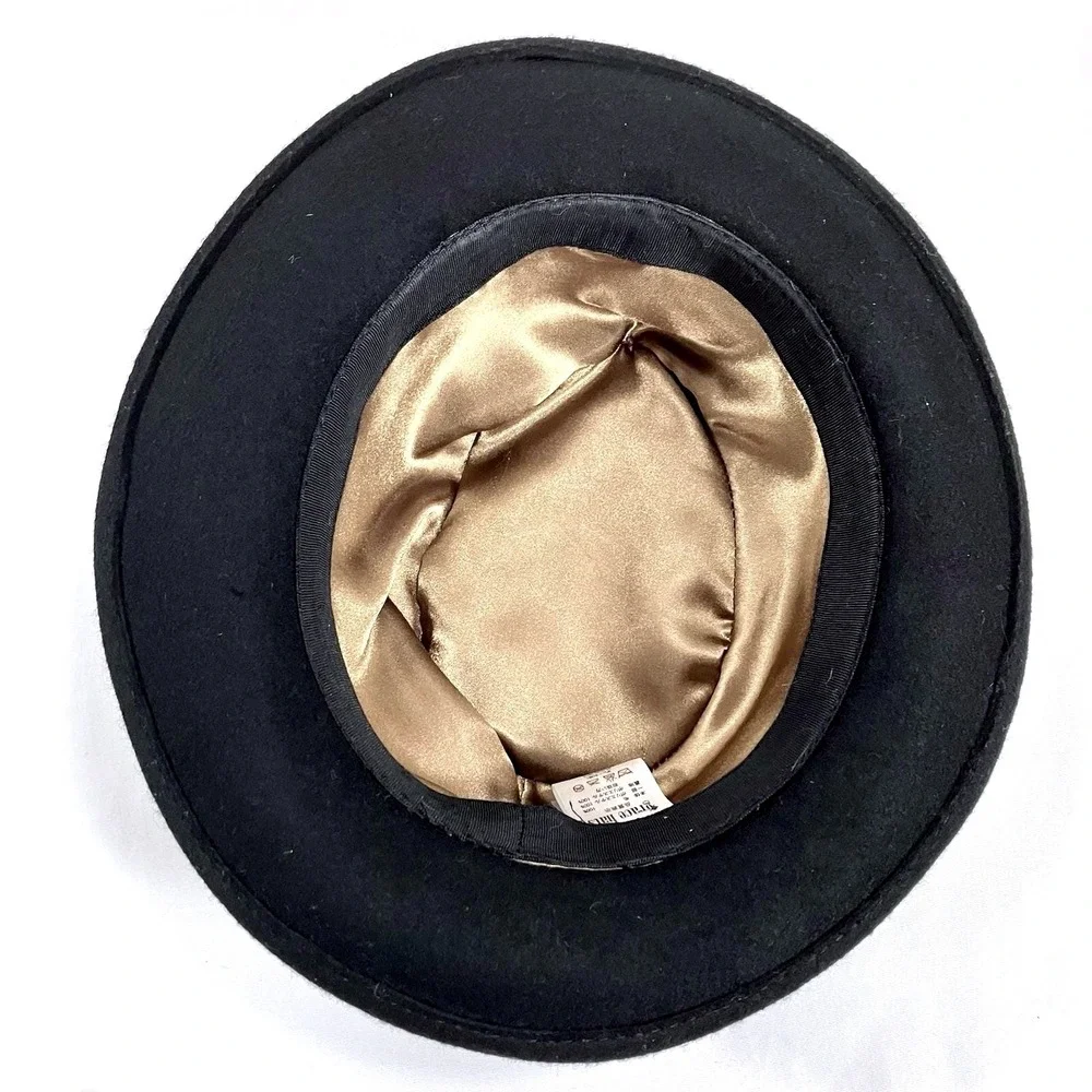 Grace Hats Fedora Black Wool‎ Felt Purple Grosgrain Ribbon Bow Accent Hat